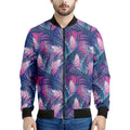 Teal And Pink Tropical Floral Print Men's Bomber Jacket
