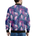 Teal And Pink Tropical Floral Print Men's Bomber Jacket