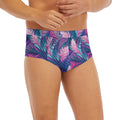 Teal And Pink Tropical Floral Print Men's Briefs