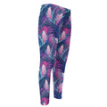 Teal And Pink Tropical Floral Print Men's Compression Pants