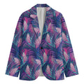 Teal And Pink Tropical Floral Print Men's Cotton Blazer