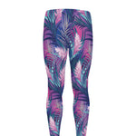 Teal And Pink Tropical Floral Print Men's leggings