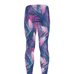 Teal And Pink Tropical Floral Print Men's leggings