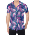 Teal And Pink Tropical Floral Print Men's Shirt