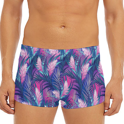 Teal And Pink Tropical Floral Print Men's Short Boxer Briefs