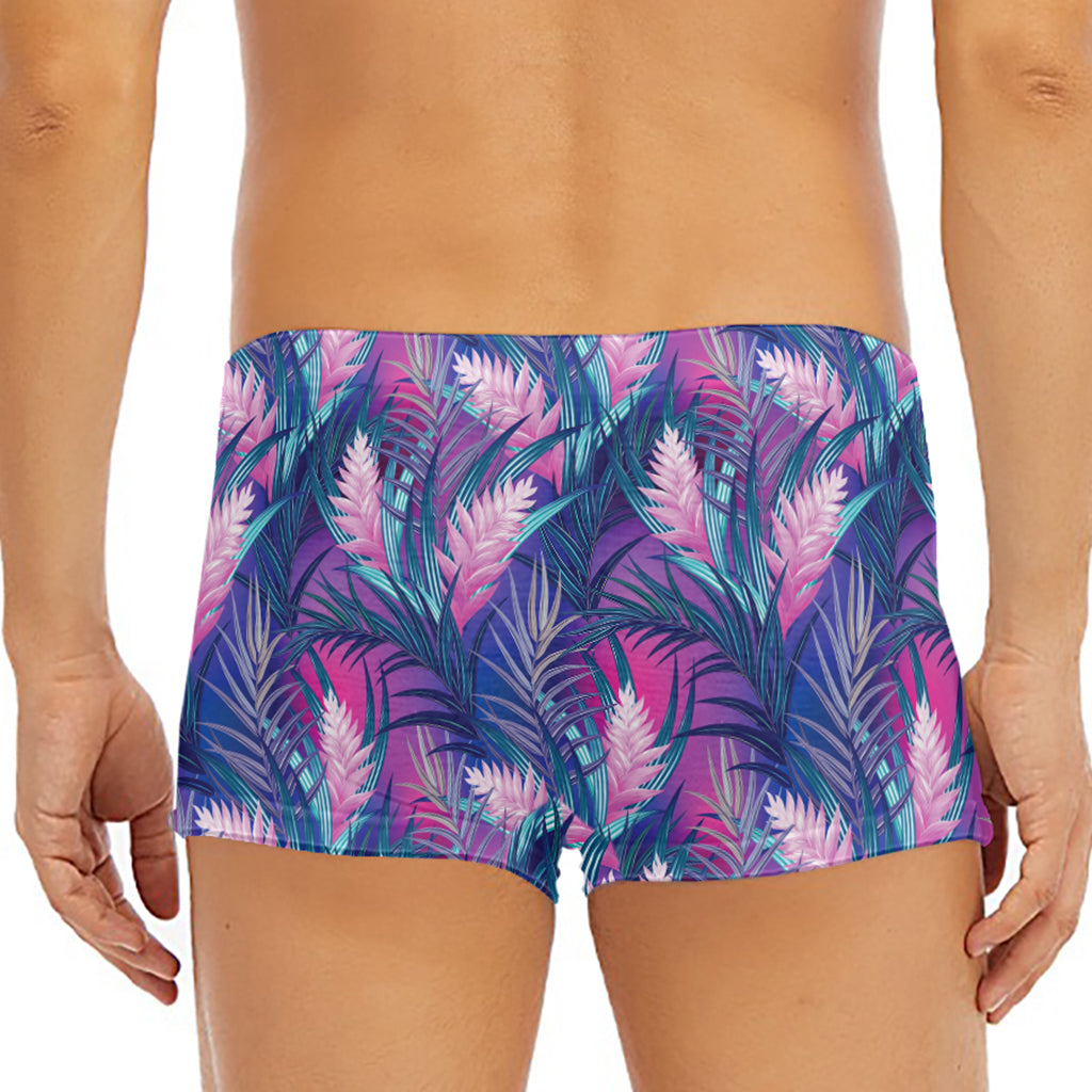 Teal And Pink Tropical Floral Print Men's Short Boxer Briefs