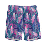 Teal And Pink Tropical Floral Print Men's Sports Shorts
