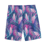 Teal And Pink Tropical Floral Print Men's Sports Shorts