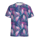 Teal And Pink Tropical Floral Print Men's Sports T-Shirt