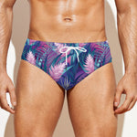Teal And Pink Tropical Floral Print Men's Swim Briefs