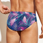 Teal And Pink Tropical Floral Print Men's Swim Briefs