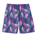 Teal And Pink Tropical Floral Print Men's Swim Trunks