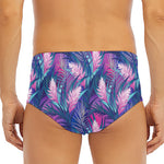 Teal And Pink Tropical Floral Print Men's Triangle Swim Briefs