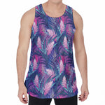 Teal And Pink Tropical Floral Print Men's Velvet Tank Top