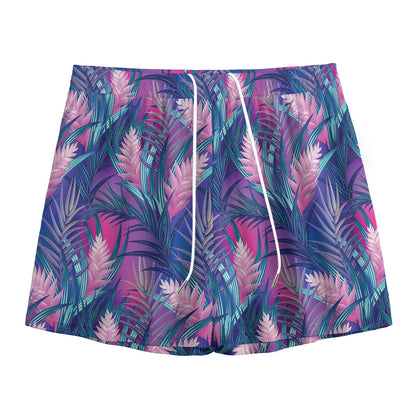 Teal And Pink Tropical Floral Print Mesh Shorts