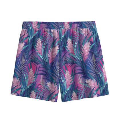 Teal And Pink Tropical Floral Print Mesh Shorts
