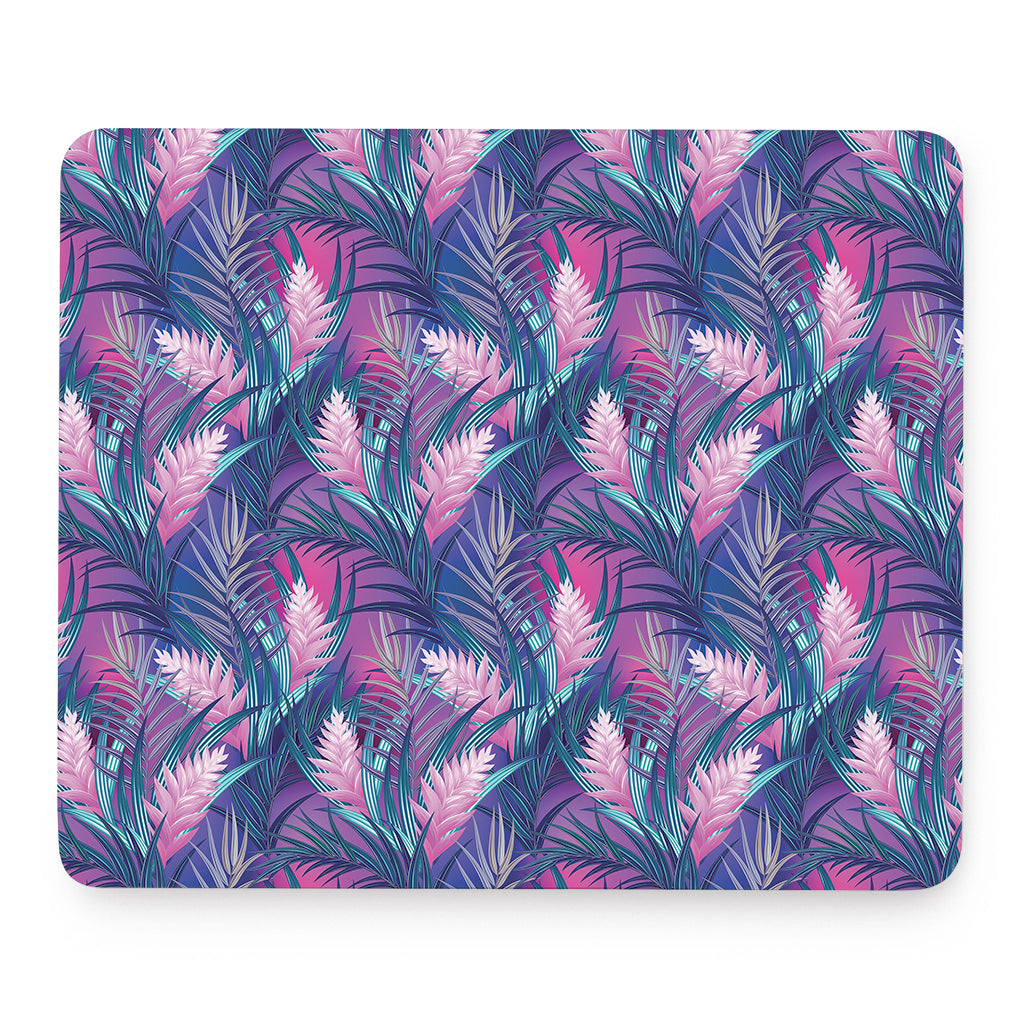 Teal And Pink Tropical Floral Print Mouse Pad