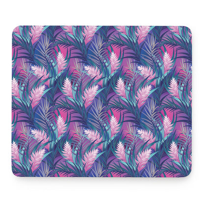 Teal And Pink Tropical Floral Print Mouse Pad