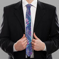 Teal And Pink Tropical Floral Print Necktie