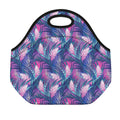 Teal And Pink Tropical Floral Print Neoprene Lunch Bag