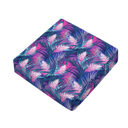 Teal And Pink Tropical Floral Print Outdoor Seat Cushion Cover