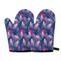 Teal And Pink Tropical Floral Print Oven Mitts
