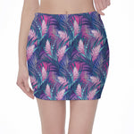 Teal And Pink Tropical Floral Print Pencil Mini Skirt