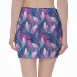 Teal And Pink Tropical Floral Print Pencil Mini Skirt