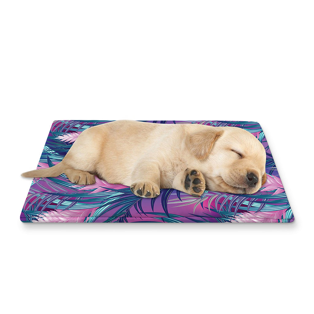 Teal And Pink Tropical Floral Print Pet Cooling Mat Cover