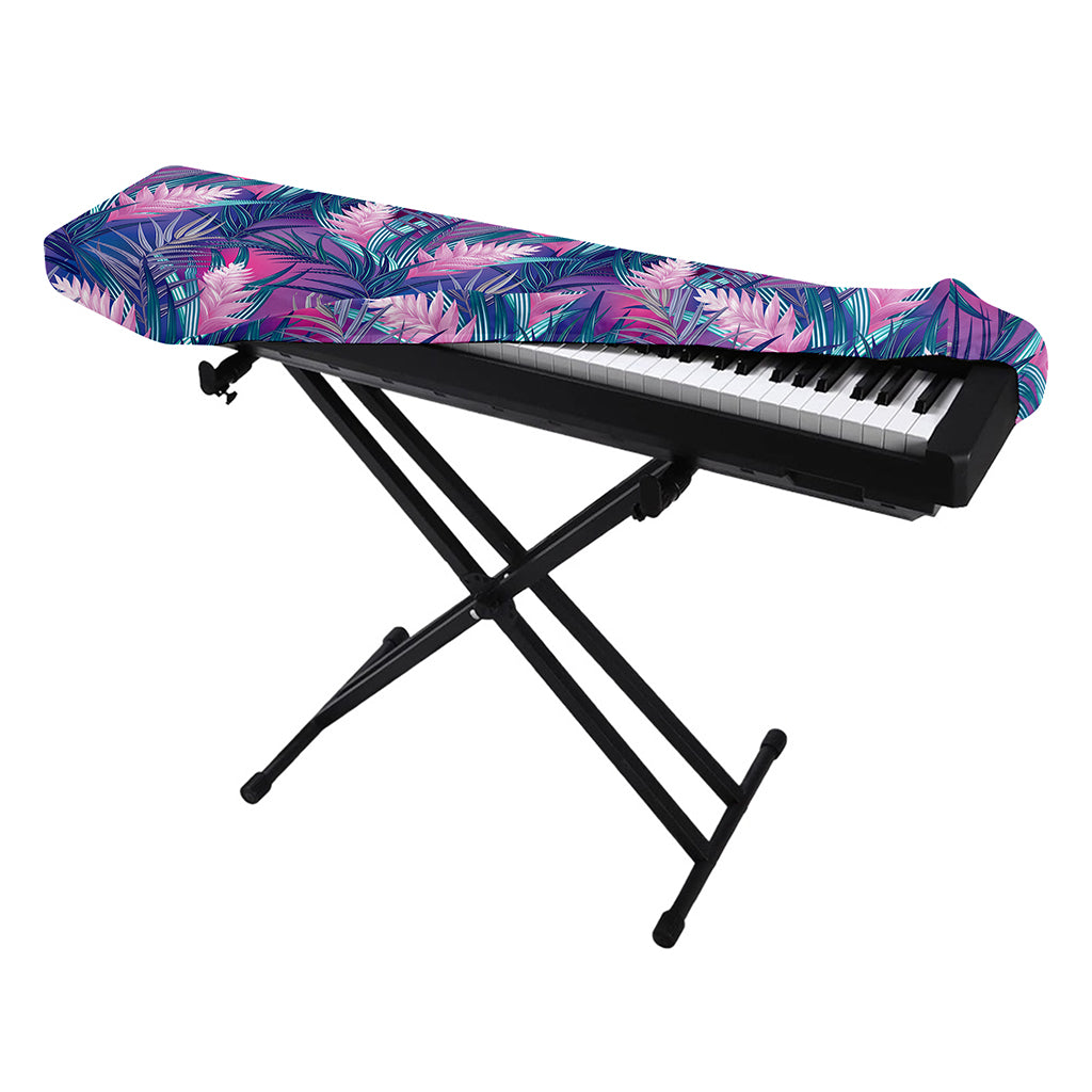 Teal And Pink Tropical Floral Print Piano Keyboard Cover