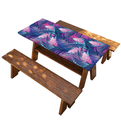 Teal And Pink Tropical Floral Print Picnic Table Cover