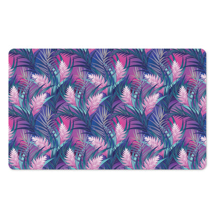 Teal And Pink Tropical Floral Print Polyester Doormat