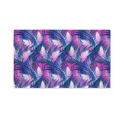 Teal And Pink Tropical Floral Print Polyester Flag