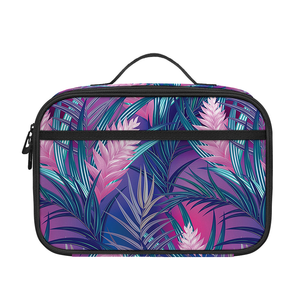 Teal And Pink Tropical Floral Print Portable Lunch Bag