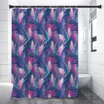 Teal And Pink Tropical Floral Print Premium Shower Curtain
