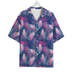 Teal And Pink Tropical Floral Print Rayon Hawaiian Shirt