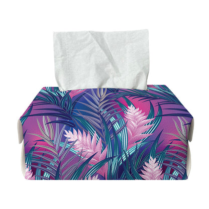 Teal And Pink Tropical Floral Print Rectangle Tissue Box Cover