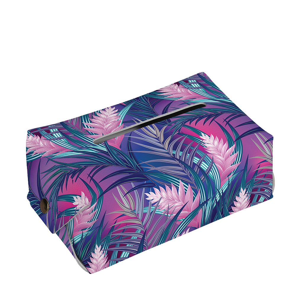 Teal And Pink Tropical Floral Print Rectangle Tissue Box Cover