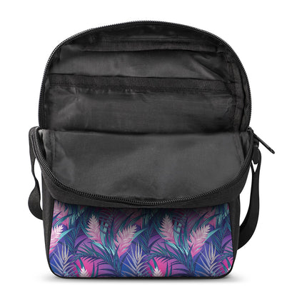 Teal And Pink Tropical Floral Print Rectangular Crossbody Bag