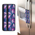 Teal And Pink Tropical Floral Print Refrigerator Handle Covers