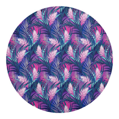 Teal And Pink Tropical Floral Print Round Blanket