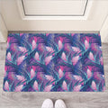 Teal And Pink Tropical Floral Print Rubber Doormat