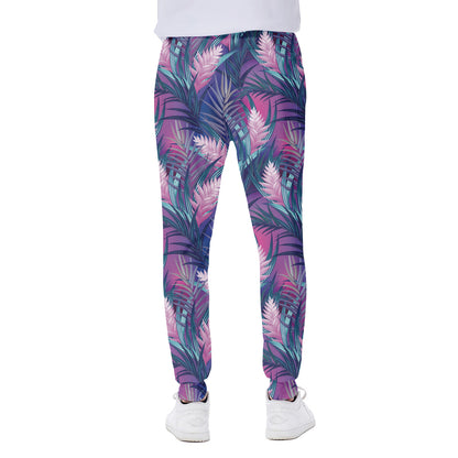 Teal And Pink Tropical Floral Print Scuba Joggers