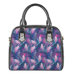 Teal And Pink Tropical Floral Print Shoulder Handbag