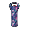Teal And Pink Tropical Floral Print Single Neoprene Wine Tote