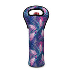 Teal And Pink Tropical Floral Print Single Neoprene Wine Tote