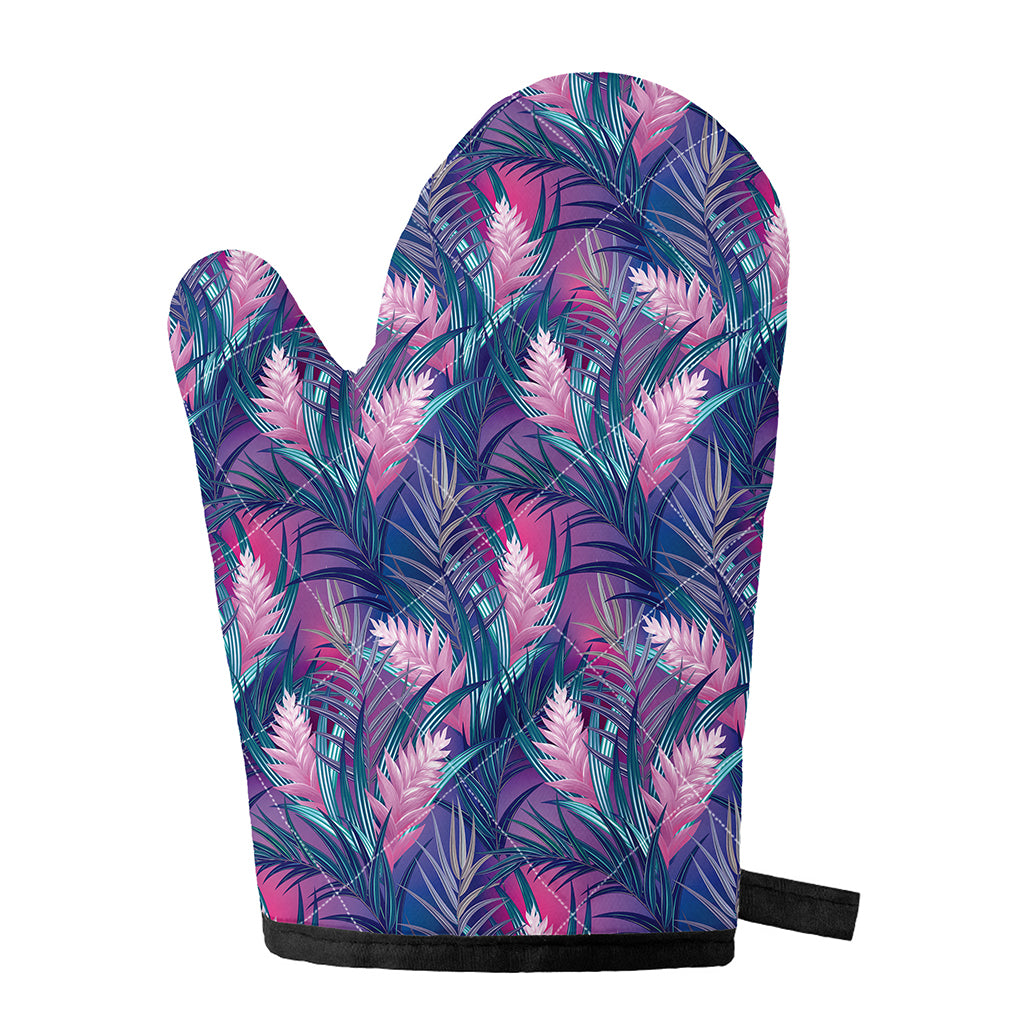 Teal And Pink Tropical Floral Print Single Oven Mitt