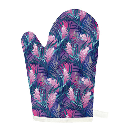 Teal And Pink Tropical Floral Print Single Oven Mitt