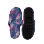 Teal And Pink Tropical Floral Print Slippers