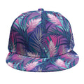 Teal And Pink Tropical Floral Print Snapback Cap
